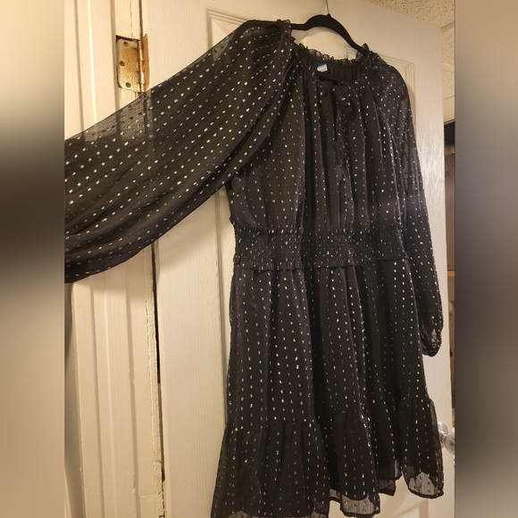 Old Navy black long sleeve dress with silver sparkle/tinsel size XXL knee length - Picture 2 of 8